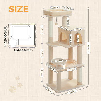Five-tier cat tower, 113 cm high